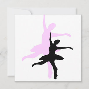 Invitación Danza de Bailarina Rosa y Negro