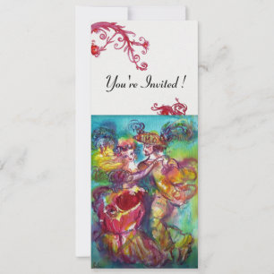 Invitación DANZA DE CARNIVAL azul rojo vibrante florecer