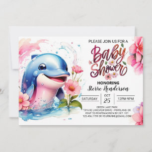 Invitación Danza de los delfines Chica Baby Shower