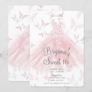 Invitación Danza de mariposa rosada de Peachy Dance Dress Swe