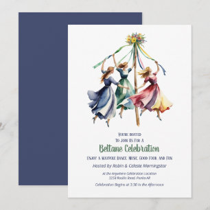 Invitación Danza del Palo de Mayo de Beltane Fiesta de Sabbat