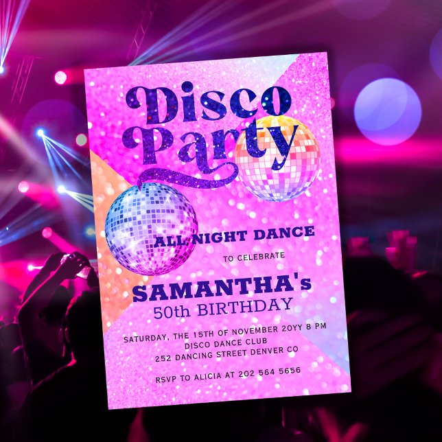 Invitación Danza disco cualquier fiesta de cumpleaños de edad (Subido por el creador)
