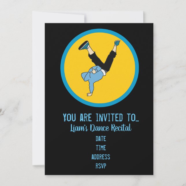Invitación Danza hip hop niños modernos bailan recital (Anverso)