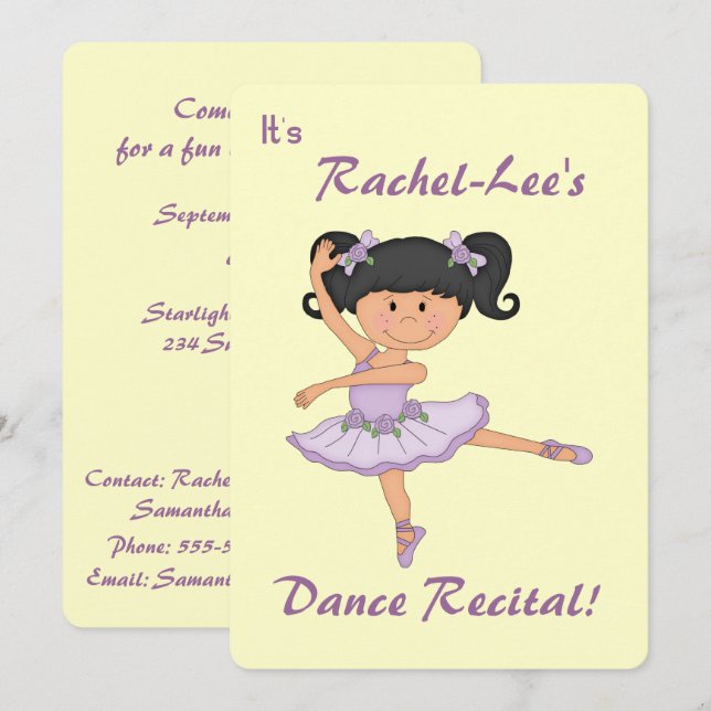Invitación Danza Recital-Ballerina (Anverso / Reverso)