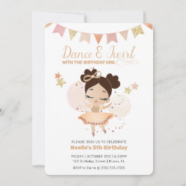 Invitación Danza y torneo, Princesa Ballerina con cumpleaños 