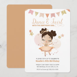 Invitación Danza y torneo, Princesa Ballerina con cumpleaños