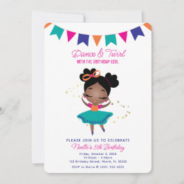 Invitación Danza y torneo, Princesa Ballerina con cumpleaños
