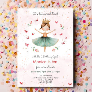 Invitación Danza y vuelta lindo bailarina ballet niño cumplea