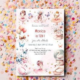Invitación Danza y vuelta lindo bailarina ballet niño cumplea