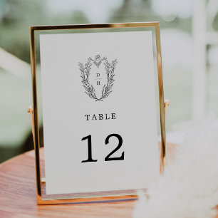 Invitación DAPHNE Black White Elegant Wedding Table Numbers