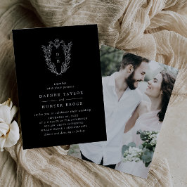 Invitación DAPHNE Boda fotográfico elegante negro oscuro botá