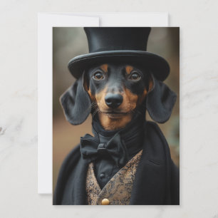 Invitación Dapper Dachshund con elegante atuendo victoriano