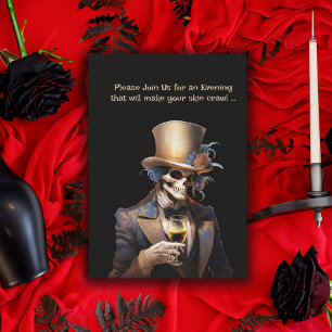 Invitación Dapper Skeleton Fiesta de Halloween para Adultos