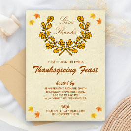 Invitación Dar Gracias | Corona de Otoño Fiesta de Acción de