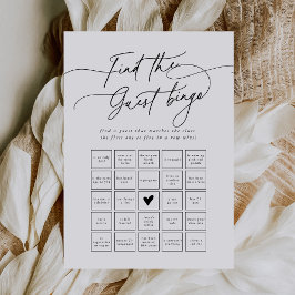 Invitación DARCY Black White Find Guest Bingo Game Card
