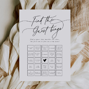 Invitación DARCY Black White Find Guest Bingo Game Card