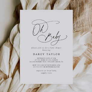 Invitación DARCY Boho blanco negro moderno Oh bebé Baby Showe