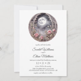 Invitación Dardo Boho Moon Door Garden Pink Rose Handfasting
