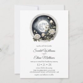 Invitación Dardo Boho Moon Door Garden White Rose Handfasting