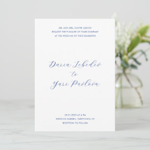 Invitación Daria Cobalt Blue Modern Boda