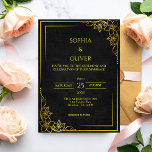 Invitación Dark Academia Gothic Black Gold Elegant Wedding<br><div class="desc">Set the tone for a timeless and dramatic celebration with this Dark Academia Gothic Wedding Invitation. Designed with a deep charcoal and black background, subtle antique parchment texture, refined gold frame detailing and elegant gold elements, this invitation captures the romance of old libraries, candlelit halls, and literary elegance. Perfect for...</div>