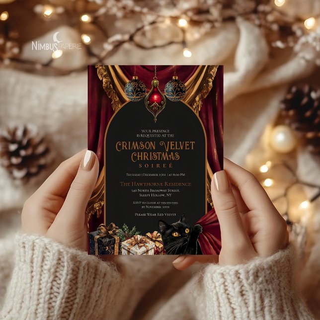 Invitación Dark Academia Red Velvet Christmas Invitation (Subido por el creador)