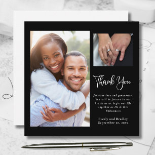 Invitación Dark Black Floral Elegante Boda Gracias