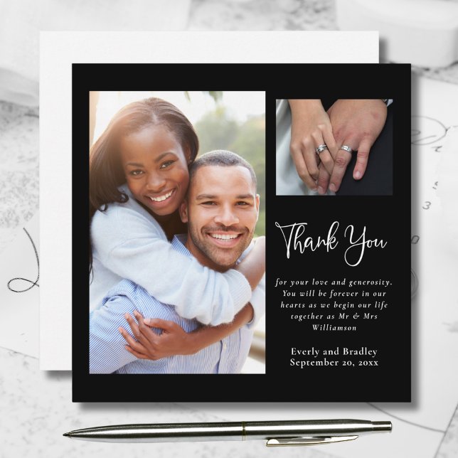 Invitación Dark Black Floral Elegante Boda Gracias (Subido por el creador)