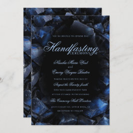 Invitación Dark Blue Boho Witch Crystals Black Handfasting