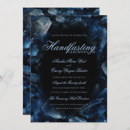 Invitación Dark Blue Boho Witch Crystals Black Handfasting