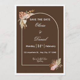 Invitación Dark Brown Minimalist Boho Wedding Invitation