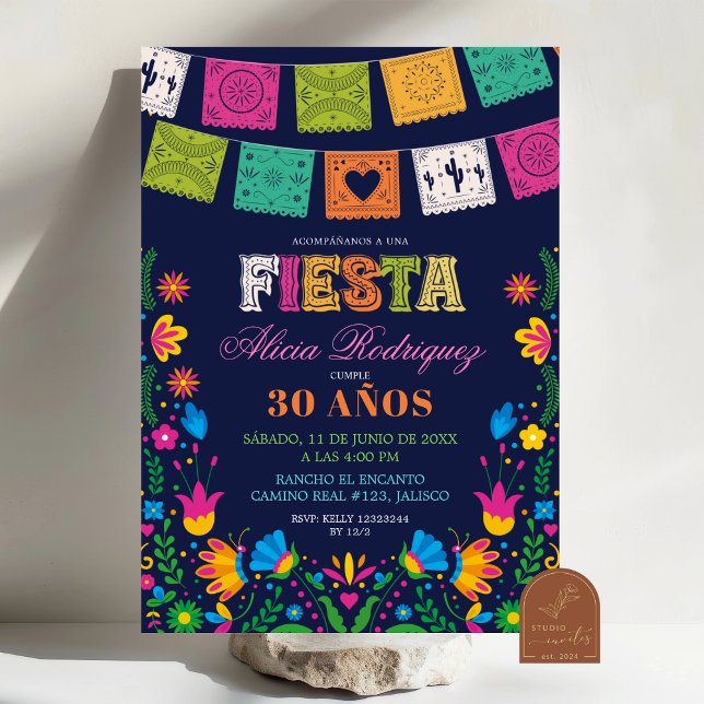 Invitación Dark Colorful Talavera Mexican Fiesta Birthday (Subido por el creador)