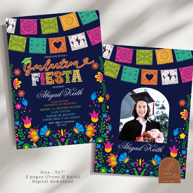 Invitación Dark Colorful Talavera Mexican Graduation Fiesta I (Subido por el creador)