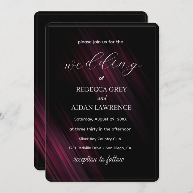 Invitación Dark Elegant Wedding Invitation Design (Anverso / Reverso)
