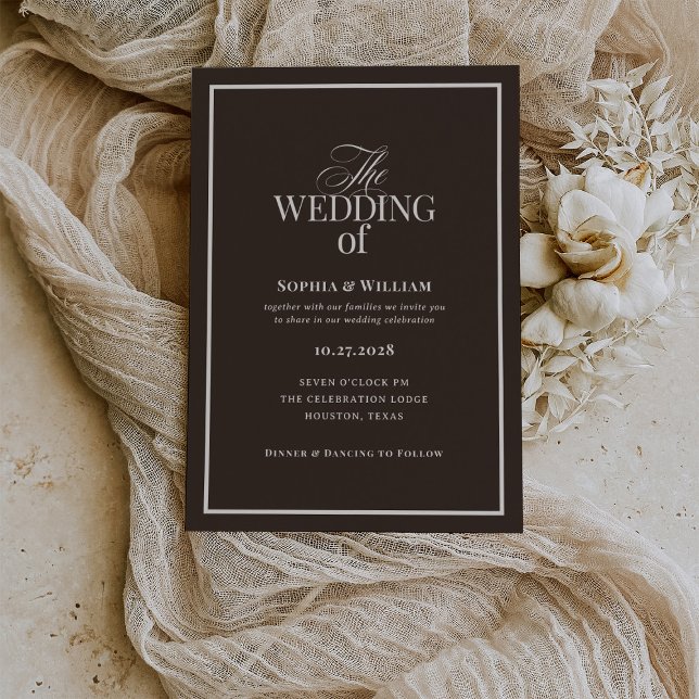 Invitación Dark Espresso Brown | Luxe Neutral Wedding (Subido por el creador)