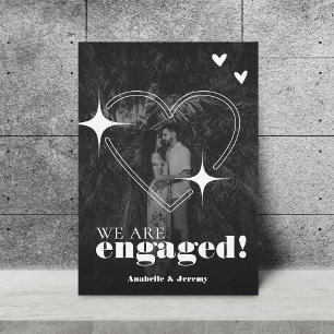 Invitación Dark Faded Fading Photo & Heart Engagement Party