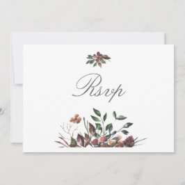 Invitación Dark Fall Florals Wedding Party Rsvp Card