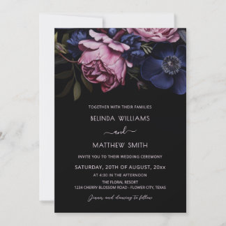 Invitación Dark Floral Moody | Photo Wedding