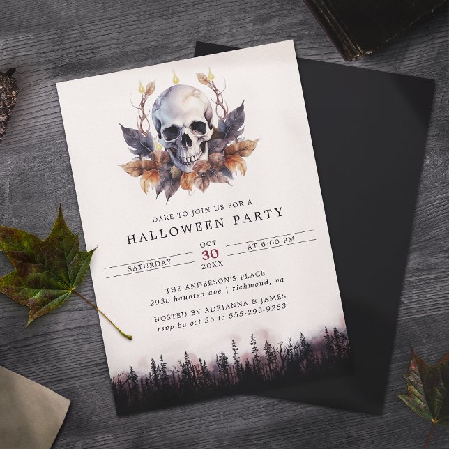 Invitación Dark Forest Skull Outdoor Backyard Halloween Party (Subido por el creador)