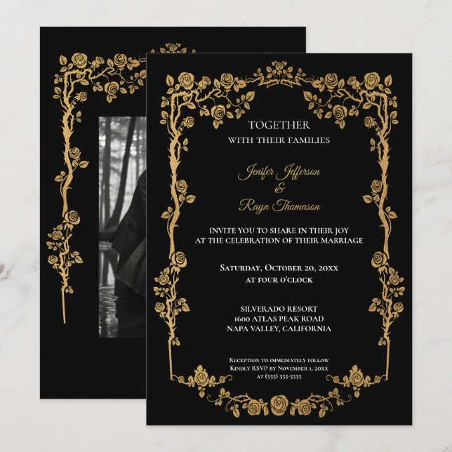 Invitación Dark Gothic Halloween wedding Invitation (Anverso / Reverso)