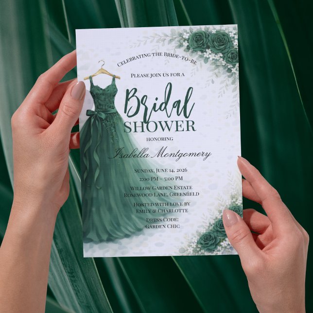 Invitación Dark Green Bridesmaid Dress Bridal Shower (Dark Green Bridesmaid Dress Bridal Shower Invitation
)