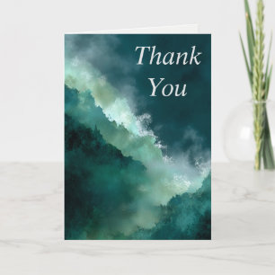 Invitación Dark Green Green Abstract Watercolor Gracias Tarje