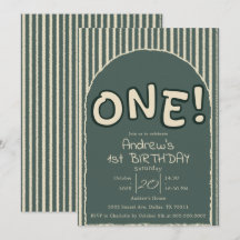 Dark Green Stripes 1st Birthday