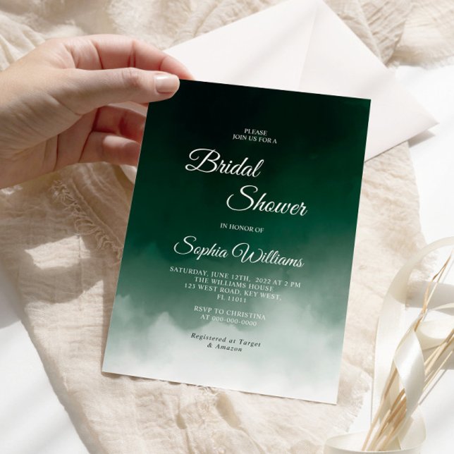 Invitación Dark Green Watercolor Moderno Bridal Shower (Subido por el creador)