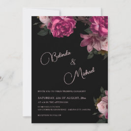 Invitación Dark Hand Drawn Roses Photo Wedding