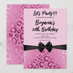Invitación DARK & LIGHT PINK GLAM LEOPARD PRINT SWEET 16 se t