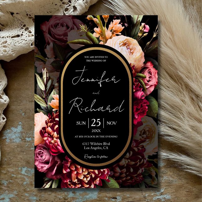 Invitación Dark Moody Boda negro de los maestros holandeses f (Subido por el creador)