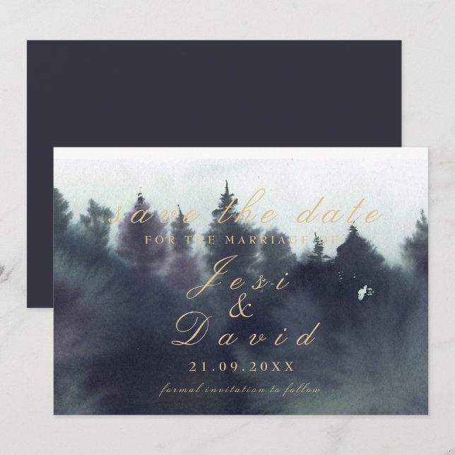 Invitación Dark Moody Ethereal Forest Wedding Save The Date (Anverso / Reverso)