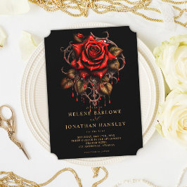 Invitación Dark Moody Floral Black Gothic Boda