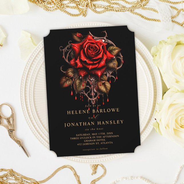 Invitación Dark Moody Floral Black Gothic Boda (Dark Moody Floral Black Gothic Wedding Invitation)